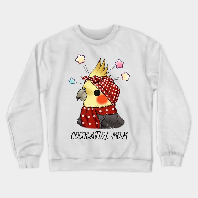 Melodic Bonds: Cockatiel Mom's Parrot Passion Crewneck Sweatshirt by Holymayo Tee